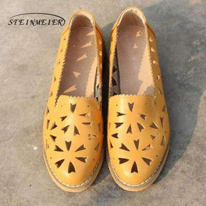 Planet Gates yellow / 5.5 women genuine leather oxford shoes woman flats handmade vintage retro lace up loafers brown casual sneakers flat shoes for women