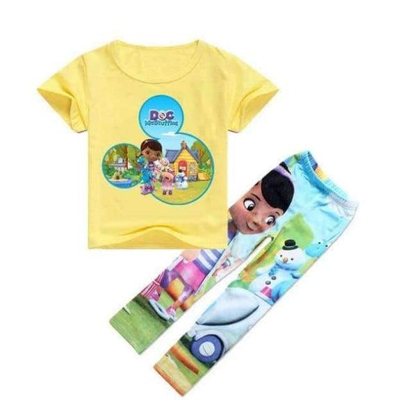 Planet Gates Yellow / 5 Cotton T-shirts Leggings for Girls Flower Pants for Girls Children Cartoon Tinycottons Leginsy Kids Sport Suit