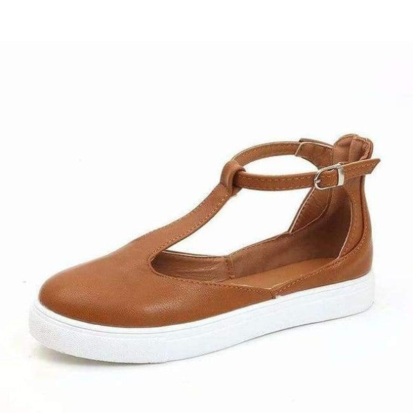 Planet Gates Yellow / 5 MCCKLE Autumn Women Flats Plus Size Shoes Female T Strap Platform Glitter Fashion Rome Style Buckle Strap Casual Footwear