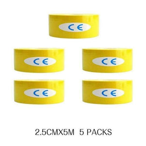 Planet Gates Yellow 5 Pcs/lot Sport Safety Kinesiology Tape Roll Kinesio Muscle Adhesive Bandage Protective Gear Knee Elbow Brace Suppor 2.5cm*5m