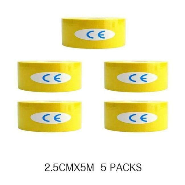 Planet Gates Yellow 5 Pcs/lot Sport Safety Kinesiology Tape Roll Kinesio Muscle Adhesive Bandage Protective Gear Knee Elbow Brace Suppor 2.5cm*5m