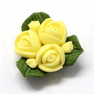 Planet Gates Yellow 50pcs Handmade Porcelain Flower Cabochons China Clay Beads DIY Jewelry Making about 15.5~17.5mm long 15~17mm wide 8~9mm thick