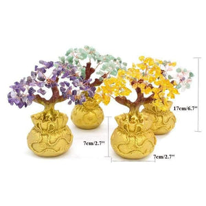 Planet Gates Yellow 6.7 Inch Tall Mini Crystal Money Tree Bonsai Style Wealth Luck Feng Shui Bring Wealth Luck Home Decor Birthday Gift