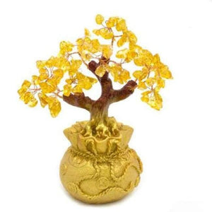 Planet Gates Yellow 6.7 Inch Tall Mini Crystal Money Tree Bonsai Style Wealth Luck Feng Shui Bring Wealth Luck Home Decor Birthday Gift