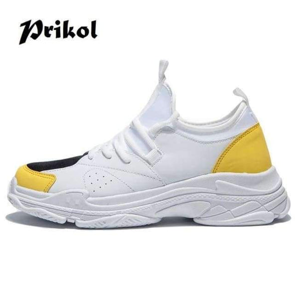 Planet Gates Yellow / 7.5 Style Candy Colorful Men Sport Shoes Breathable Leather Man Tennis Sneaker Handsome Zapatillas Zapato Calcado