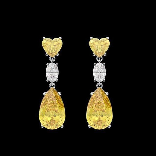 Planet Gates Yellow 925 Sterling Silver Created Moissanite Sapphire Citrine Gemstone Diamonds Drop Dangle Earrings Jewelry Wholesale