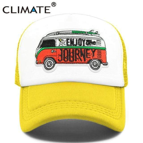 Planet Gates Yellow / Adult 55to59cm head Road Trip Cap Enjoy Drive Tour Trucker Cap Car Journey Vacation Mesh Cap Hip Hop Summer Hat Caps for Men Family Journey