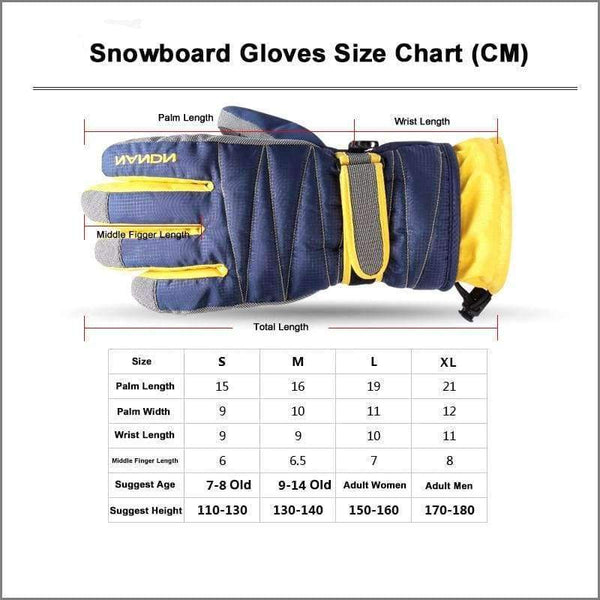 Planet Gates Yellow / Adult Women L Snowboard Waterproof Gloves Men Women Children Warm Skiing Gloves Snowmobile Motorcycle Riding Winter Outdoor Lady Gloves