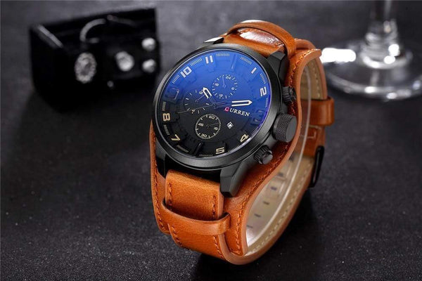 Planet Gates yellow Analog sports Men Watches Fashion Creative Quartz Leather Strap Wristwatch Date Male Clock Reloj Hombre