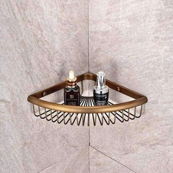 Planet Gates Yellow Antique Solid Brass Corner Shelf Brushed Bronze Basket Ceramic Storage/Bathroom Shelves Bathroom Accessories Products