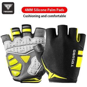 Planet Gates yellow-B / M Cycling Bike Half Finger Non-slip Gloves Shockproof Summer Breathable MTB Road Bicycle Gloves Men Women Cycling Equipment