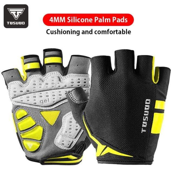 Planet Gates yellow-B / M Cycling Bike Half Finger Non-slip Gloves Shockproof Summer Breathable MTB Road Bicycle Gloves Men Women Cycling Equipment