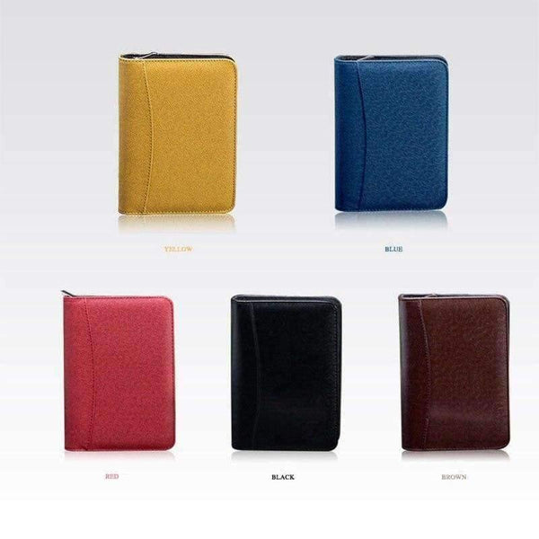 Planet Gates Yellow / B5 Notebook Traveler Leather Diary Memos Writing Pads Folder Solar energy Calculator card holder Notepad Business planner A5 A6 B5