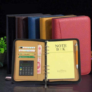 Planet Gates Yellow / B5 Notebook Traveler Leather Diary Memos Writing Pads Folder Solar energy Calculator card holder Notepad Business planner A5 A6 B5