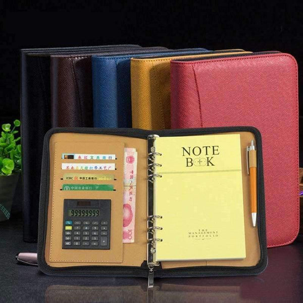 Planet Gates Yellow / B5 Notebook Traveler Leather Diary Memos Writing Pads Folder Solar energy Calculator card holder Notepad Business planner A5 A6 B5