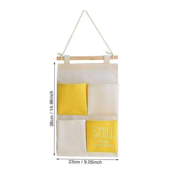 Planet Gates Yellow Bag Canvas Pocket Hanging Organizers Wall Door Closet Decor Storage Bags Clothes Hanger Home Bathroom Wardrobe Organization Items