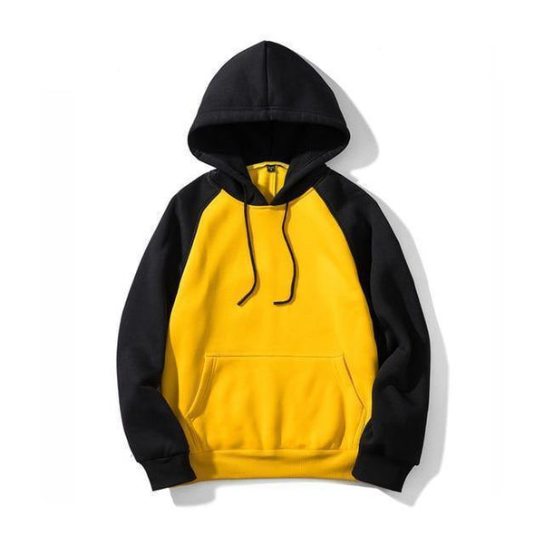 Planet Gates Yellow Black / S Streetwear Patchwork Hoodie Men Hip Hop Hooded Solid Slim Fit Casual Hoody Mens Hoodies Sweatshirts EU Size