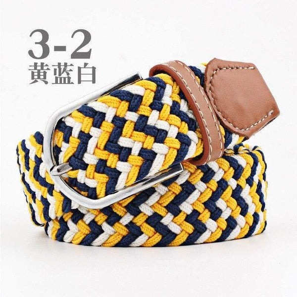 Fashion Wide Belt For Men Women Elastic Knitted Braid Jeans Dress Belt With Leather Metal Buckle Casual Belt For Unisex
