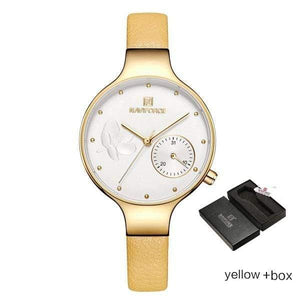 Planet Gates yellow box Women Watches Top Luxury Brand Ladies Quartz Watches Genuine Leather Watchband Casual Wrist Watches Gift For Girls