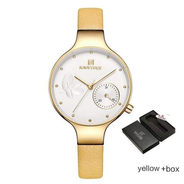 Planet Gates yellow box Women Watches Top Luxury Brand Ladies Quartz Watches Genuine Leather Watchband Casual Wrist Watches Gift For Girls