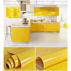 Planet Gates yellow / China / 60cmX10m Wallpapers  Vinyl Stickers Self Adhesive In Rolls 3M/5M/10M Modern Multi-Color Kitchen Cabinet PVC For Kitchen Renovate