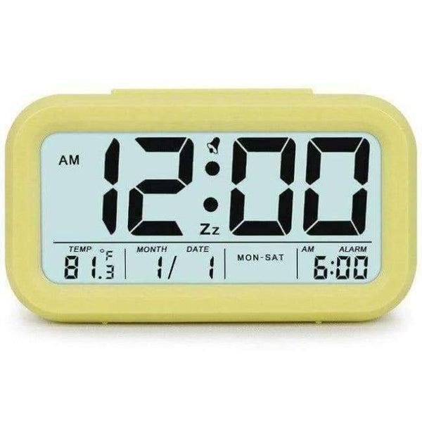 Planet Gates yellow / China Digital Alarm Clock Student Clock Large LCD Display Snooze Electronic Kids Clock Light Sensor Nightlight Office Table Clock