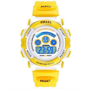 Planet Gates Yellow Digital Girls Digital SMAEL LCD Digital Watches Children 50M Waterproof Wristwatches 0704 LED Student Watches Girls