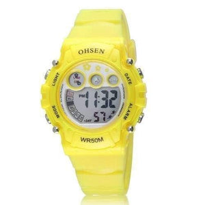Planet Gates Yellow Digital Watch Sport Watch Boys Girls Children Alarm Date LED Back Light Chronograph Wristwatch Xmas Gifts for Kids