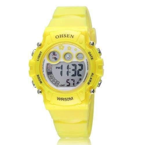 Planet Gates Yellow Digital Watch Sport Watch Boys Girls Children Alarm Date LED Back Light Chronograph Wristwatch Xmas Gifts for Kids