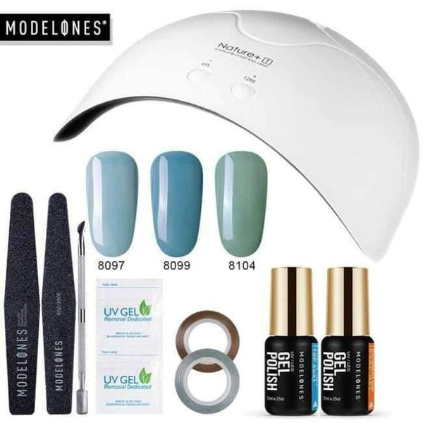 Planet Gates Yellow DIY Nail Art Practice Nail Gel Tools Set Nature+16W Led Lamp Nail Dryer Soak Off 3 Colors UV Gel Base Top Coat In Set