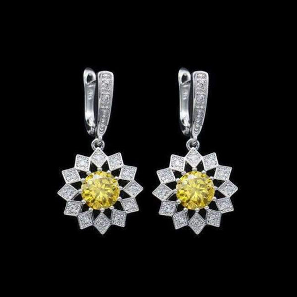 Planet Gates yellow Fashion Blue Zircon Silver 925 Jewelry Hanging Drop Dangle Earrings For Women With Stones Free Gift drop ship