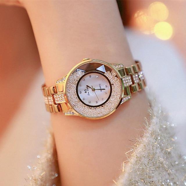 Planet Gates yellow gold Lady Watch Woman Rhinestone Wristwatches Crystal Watches Hours Gift Relogios clocks Drop Shipping