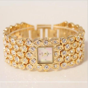 Planet Gates yellow gold Women Full Rhinestone Watches Lady Shining Dress Watch Square Rose Gold Bracelet Wristwatch Ladies diamond Watch