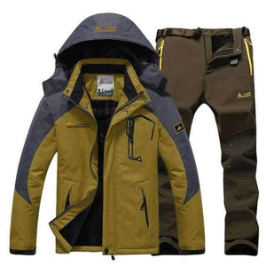 Planet Gates yellow green pant / XL Winter Ski Jacket suits Men Waterproof Fleece Snow Jacket Thermal Coat Outdoor Mountain Skiing Snowboard Jacket Pant suits L-5XL