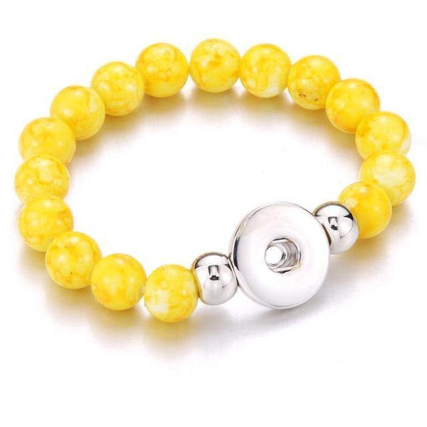 Planet Gates yellow Handmade Snap Button Bracelet 10mm Imitation Pearls Beads Snap Jewelry Fit 18mm Snap Button Jewelry Beaded Bracelet