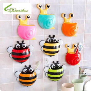 Planet Gates yellow honeybee Bathroom Products Sets Cartoon Ladybug Snails Toothbrush Toothpaste Holder Wall Sucker Suction Hook Tooth Brush Holder