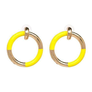 Planet Gates Yellow JURAN Gold & White Colors Round Geometric Metal Drop Dangle Earring 2018 New Arrival Statement Earrings For Women Bijoux