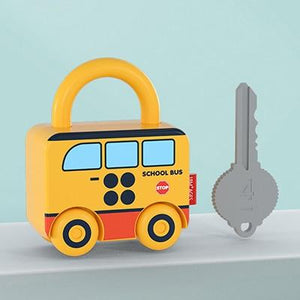 Planet Gates Yellow Kids Learning Locks with Keys Educational Preschool Numbers Matching & Counting Montessori Car Toys Teaching Aids Toys Games