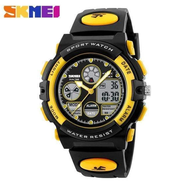Planet Gates Yellow Kids LED Digital Watches for Boys Girl Sport 5Bar Waterproof Wristwatches Smart PU Strap Children Montre Enfant