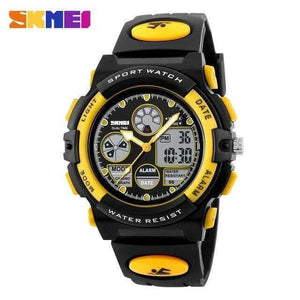 Planet Gates yellow Kids Sports Watches Children For Girls Boys Waterproof Military Dual Display Wristwatches LED Waterproof Watch 1163