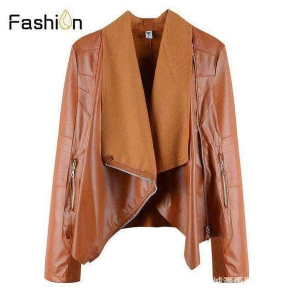 Planet Gates Yellow / L Casual PU Leather Jacket Women Classic Zipper Short Motorcycle Jackets Lady Autumn Soft Leather Basic Coat Black