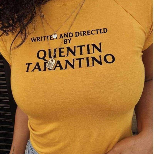 Planet Gates Yellow / L Quentin Tarantino yellow t shirt 90s women fashion tees goth grunge tops camisetas tumblr art slogan shirt