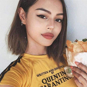 Planet Gates Yellow / L Quentin Tarantino yellow t shirt 90s women fashion tees goth grunge tops camisetas tumblr art slogan shirt