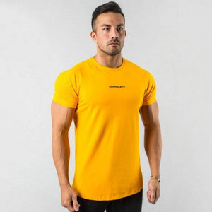 Short Sleeve Skinny T-shirt Men's Summer Casual Cotton Tees Tshirt Tops Male Gym Fitness Bodybuilding Crossfit Workout Clothing