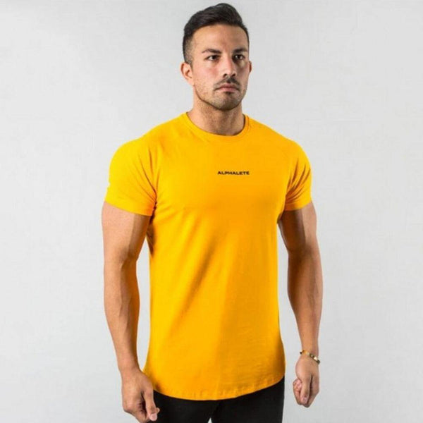 Short Sleeve Skinny T-shirt Men's Summer Casual Cotton Tees Tshirt Tops Male Gym Fitness Bodybuilding Crossfit Workout Clothing