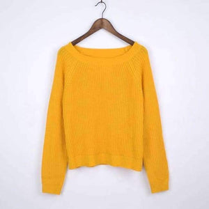 Planet Gates yellow / L Women sweaters and pullovers korean style long sleeve casual crop sweater slim solid knitted jumpers sweter mujer