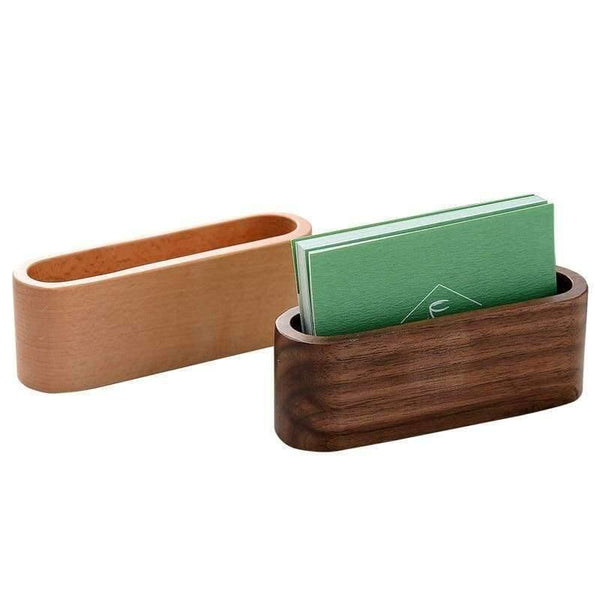Planet Gates Yellow Large Capacity Desktop Quality Wooden Business Card Case Office Accessories School Supplies Stationery