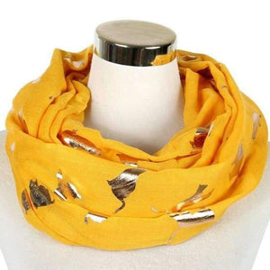 Planet Gates Yellow Loop New Design Fashion Shiny Pink Grey Navy Color Foil Gold Metallic Cat Scarf Wrap Shawl Foulard Ladies Mother Gifts