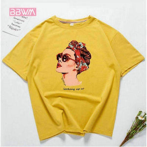Planet Gates Yellow / M Casual Funny T shirt Women Tops Cotton Summer T-Shirt Woman Pink yellow black  2018 new  Round neck avatar printing
