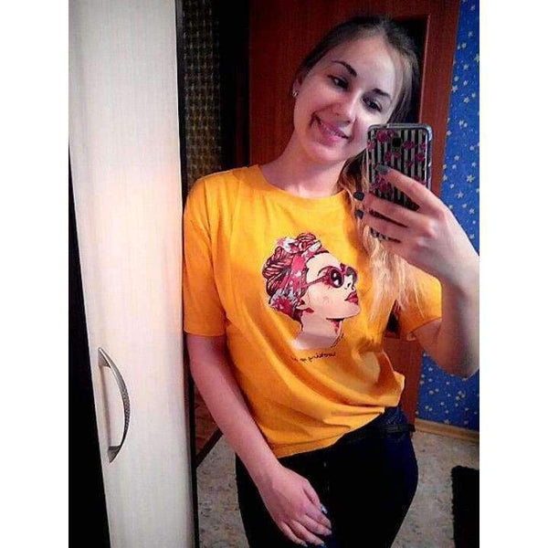 Planet Gates Yellow / M Casual Funny T shirt Women Tops Cotton Summer T-Shirt Woman Pink yellow black  2018 new  Round neck avatar printing